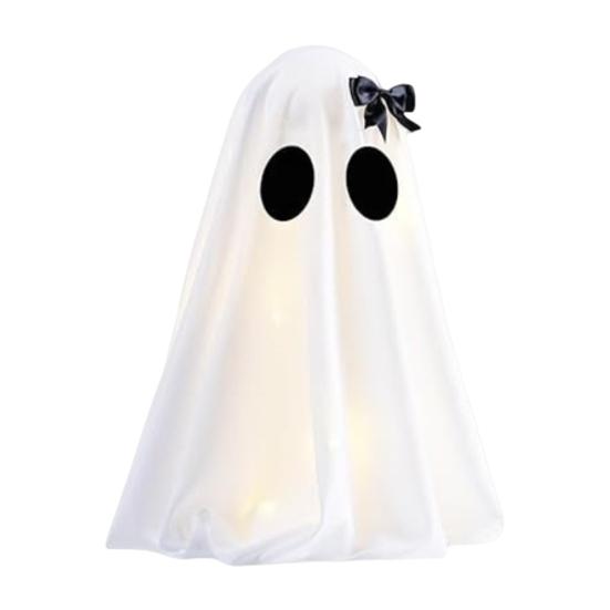 Light Up Halloween Ghost Decoration Scary Lighted White Cloth Ghost Spooky Tabletop Ornament for Indoor Home Mantel Shelf Decor