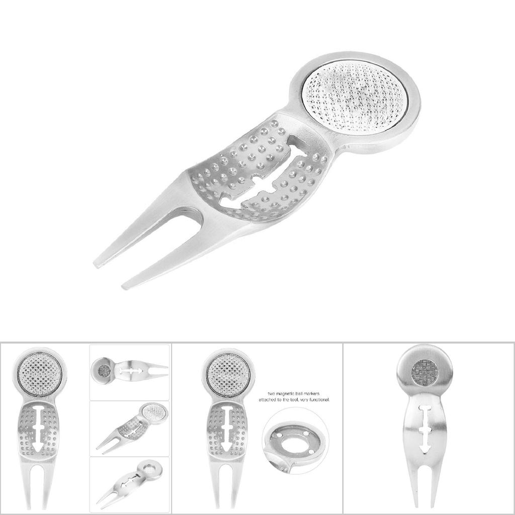 Zinc Alloy Golf Divot Repair Tool Magnet with Marker Line for Training Practicing(silver)