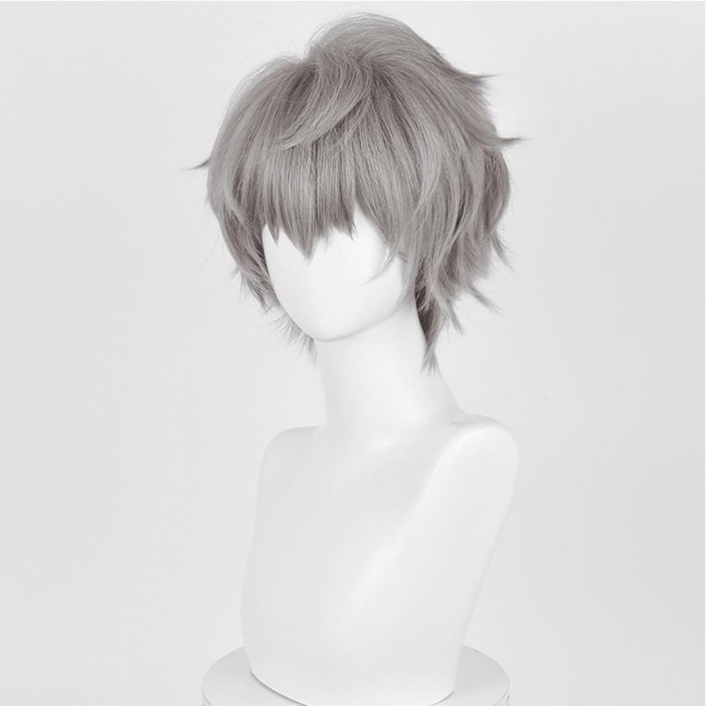 LAOBAO Till Cosplay Wig, Gray, Short Hair, Heat Resistant, Costume Wig, Halloween Costume Accessory (Till A)