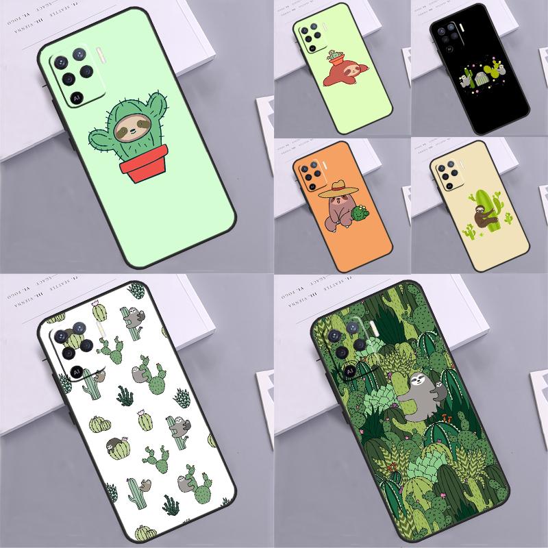 Cacti Sloths Phone Case For Oppo A38 A18 A58 A78 A98 A79 A40 A60 A80 A16 A76 A96 A15 A74 A94 A54 A77 A17