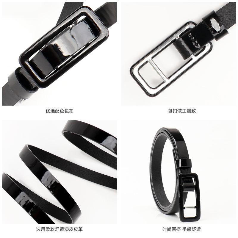No Perforated Patent Leather Buckle Women'S Belt Jeans Dress Decorative Belt Candy-Colored Small Belt