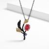 Creative Black Gold Jewelry Leaf Shape Pendant Necklace for Women's Elegant Women's Sweater Chain Shiny AAAA Red Zircon Pendant