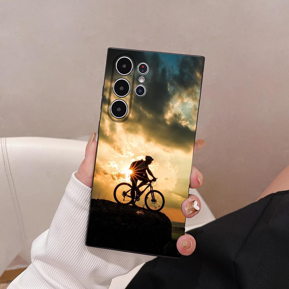 MTB Mountain Bike Bicycle Phone Case For Samsung Galaxy S25 S24 S22 S23 Ultra S21 S20 Plus 5G Frosted Non-Slip Full Cover Case