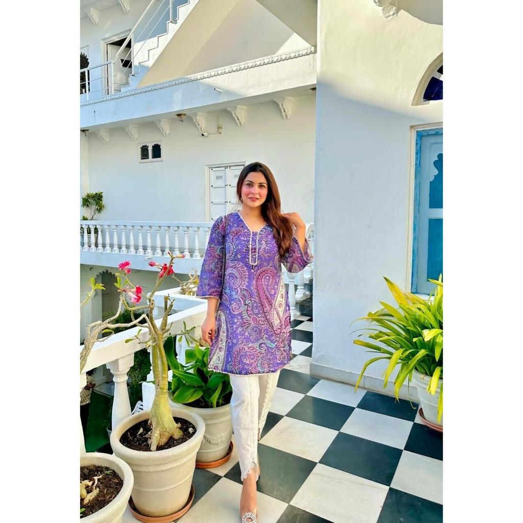 Indian Pakistani Top Tunic Kurta Pant Cord Set Women Party Wear Designer Kurti VF-1888