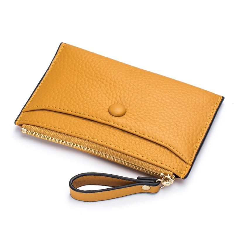 

Ultra-thin change bag, genuine leather, mini ID card, driver s license, leather case, women s multi-function storage bag, multi-card card bag. жёлтый