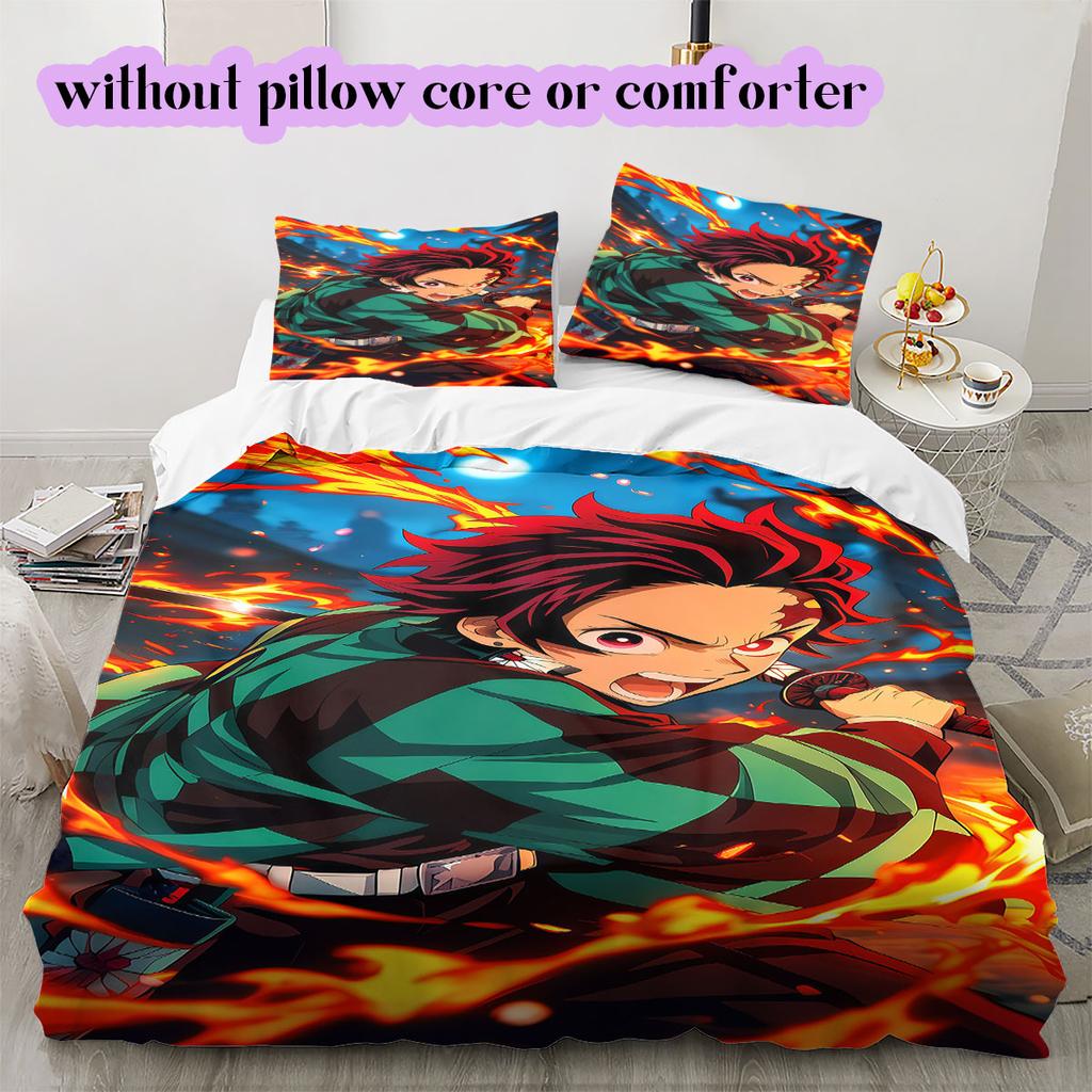 Demon Slayer Nezuko Tanjiro Duvet Cover Bedding Set 3pcs Cartoon Print Children's Gift Extra Large Size Various Sizes New