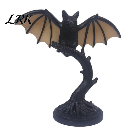 Retro Resin Desk Light Vintage Black Bat Table Lamp, Gothic Decorative Night Light, Alternative Home Aesthetic Decor Style Lamp for Bedroom