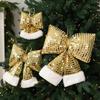 Sequin Stuffed Bow Christmas Decoration Large Mirror Sequin Bow Hanging Decoration