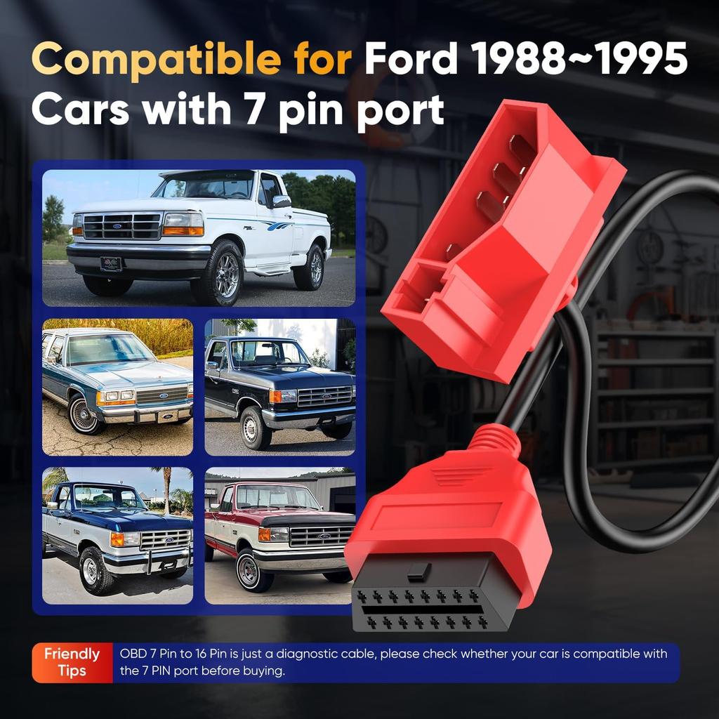 Autel 7 Pin OBD1 To OBD2 Adapter Cable For Ford, 7Pin OBD1 To 16 Pin OBD2 Diagnostic Cable, Fit For Ford Vehicles With 7Pin Port, Work With Scan Tool
