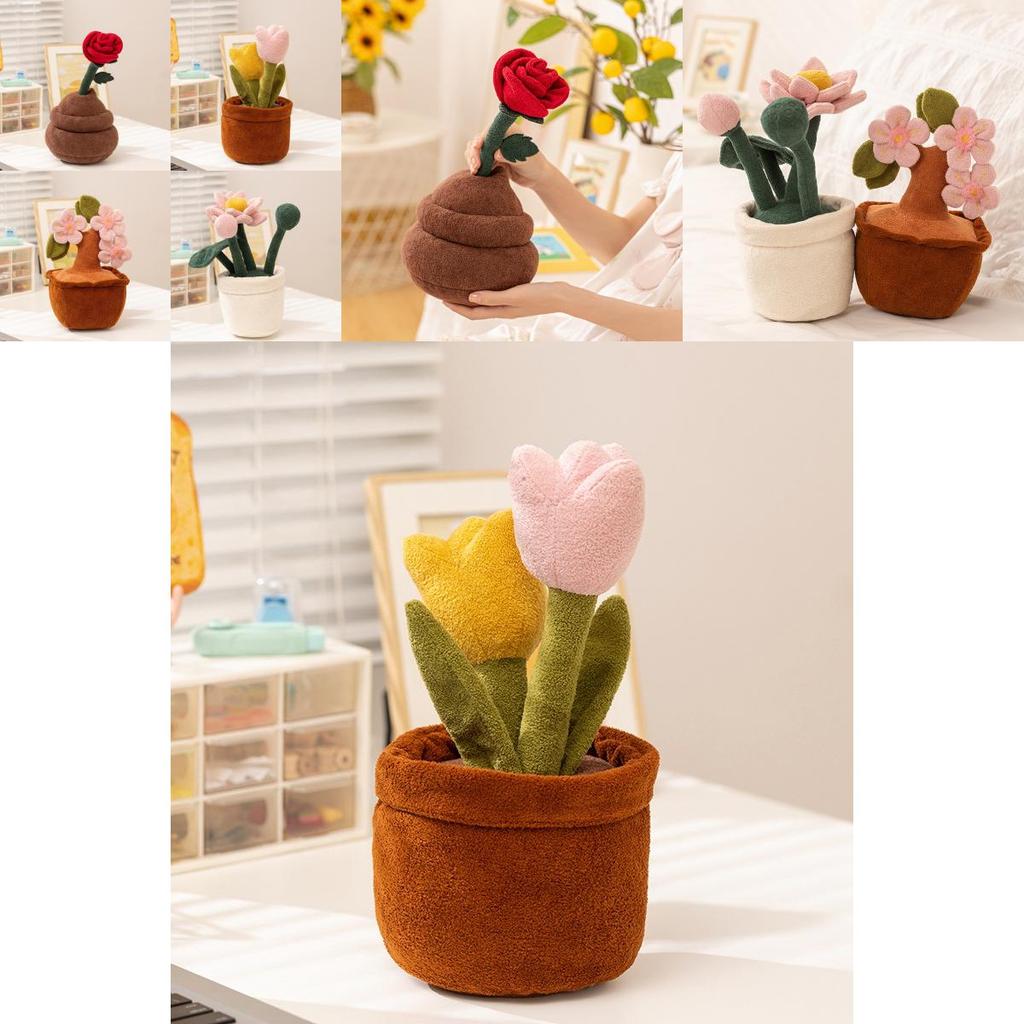 Roses Tulips Peach Blossoms Lotus Flowers Plush Toy Stuffed Doll For Home Decor And Gift