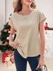 Women's Boat Neck Cap Sleeve Top Loose Fit Lightweight Basic Casual Tee