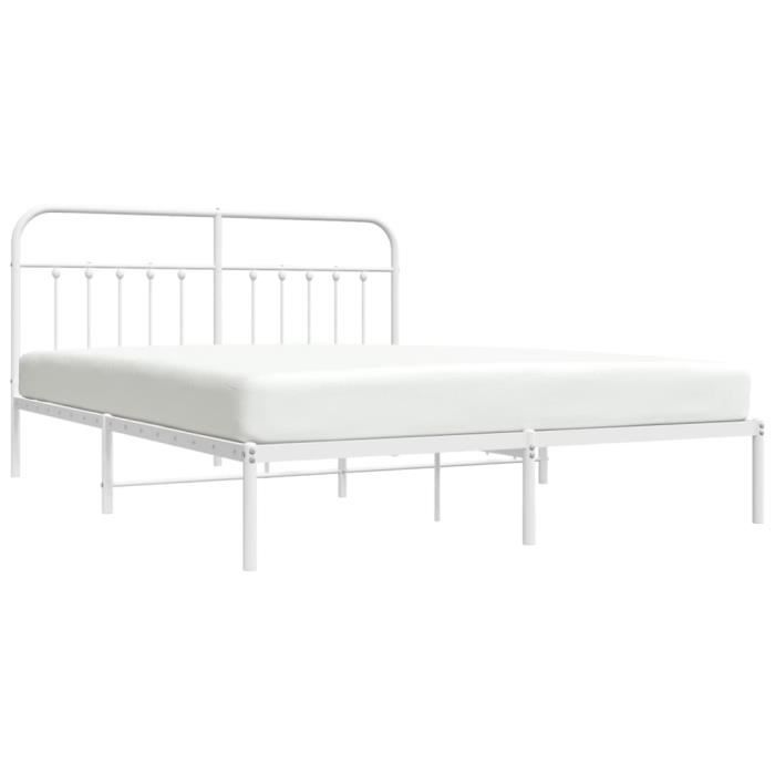 VidaXL Cadre de lit métal avec tête de lit blanc 180x200 cm 352631