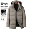 Big Brand Men's Hooded White Duck Down Puffer Jacket - Winter Warm Coat for All Ages