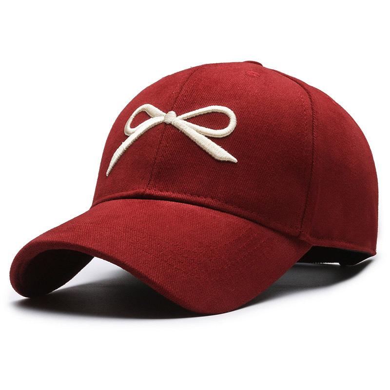 

Кепка с вышитым бантом, женская летняя бейсболка с широкими полями красный