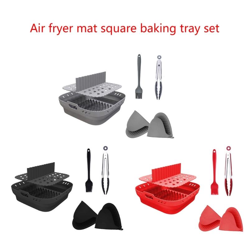 Air Fryers Divider Fryers Accessories Square Silicone Air Fryers Basket Air Fryers Inserts Silicone Liner with Divider