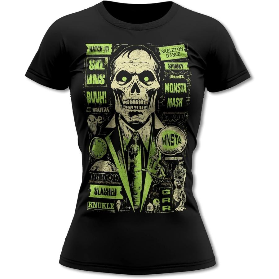 Bands and Bones Retro Halloween 5 Women s T-Shirt XXXXXL разноцветный