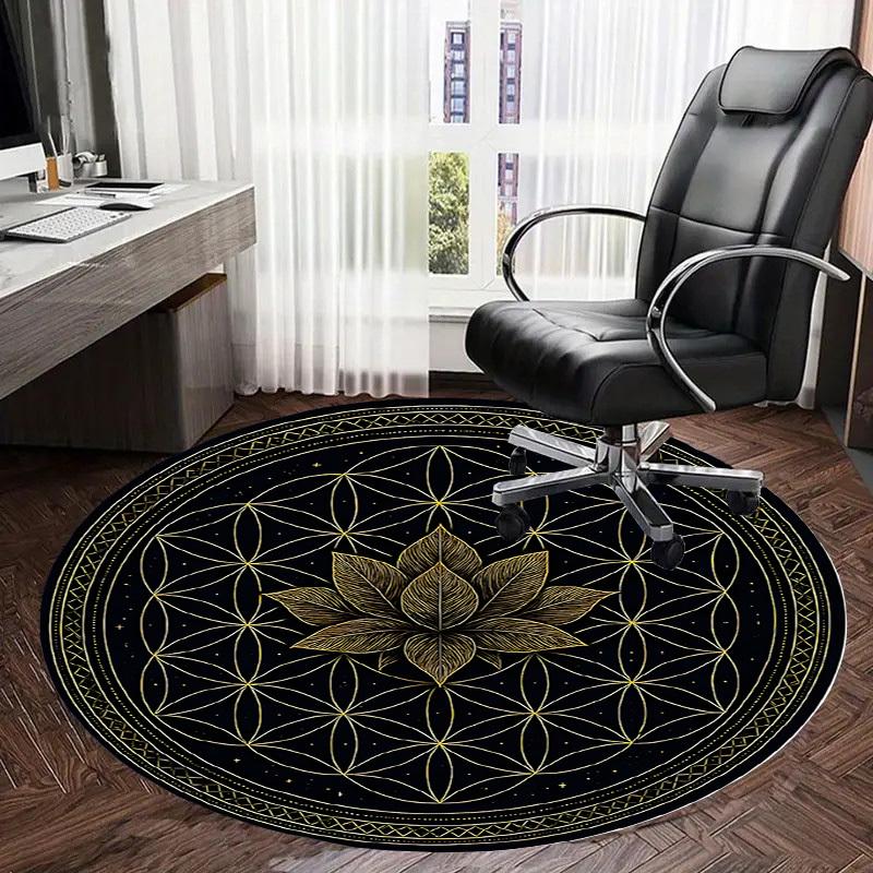 1pc Office Carpet Chair Mats Sacred Geometry Lotus Mandala Perfect for Decorating Office Chairs, Living Rooms, Or Bedrooms