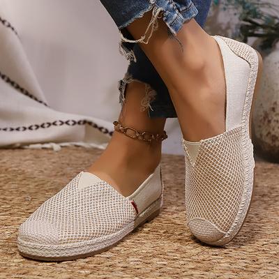 Modne jednokolorowe lekkie damskie buty płaskie oddychające wsuwane siatkowe buty codzienne damskie duże rozmiary komfort miękka podeszwa buty do chodzenia