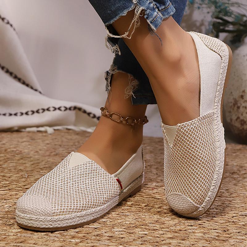 Fashion Solid Color Lightweight Women's Flat Shoes Breathable Slip-On Mesh Casual Shoes Woman Plus Size Comfort Soft Sole Walking Shoes