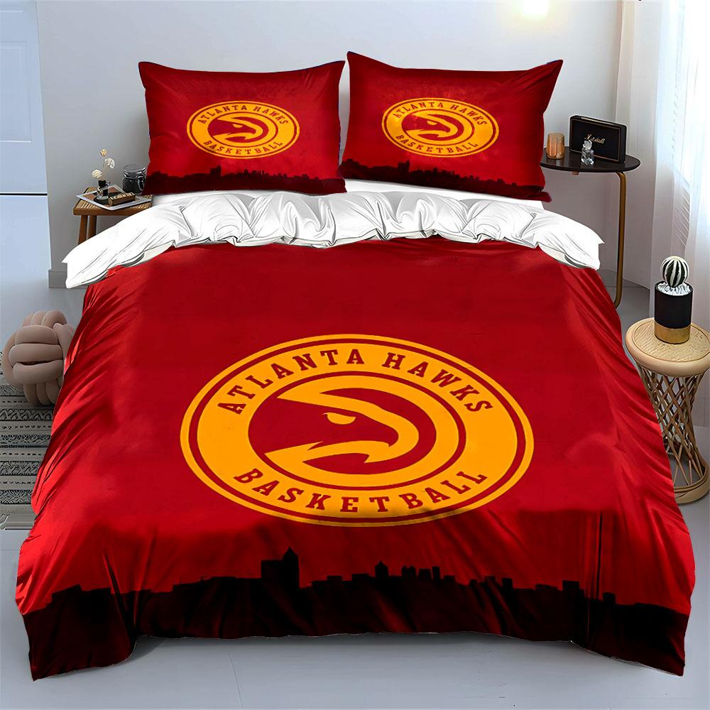 Atlanta Hawks Logo Bedding Set Bedding Duvet Cover Set Duvet Cover Pillowcases (1 * Duvet Cover 2 * Pillowcases, Without Duvet Insert)