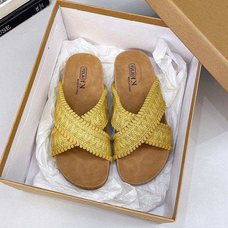 

Boken slippers women s summer outer wear 2025 new thick bottom with skirt casual beach soft bottom one-word cool slippers 35 зелёный