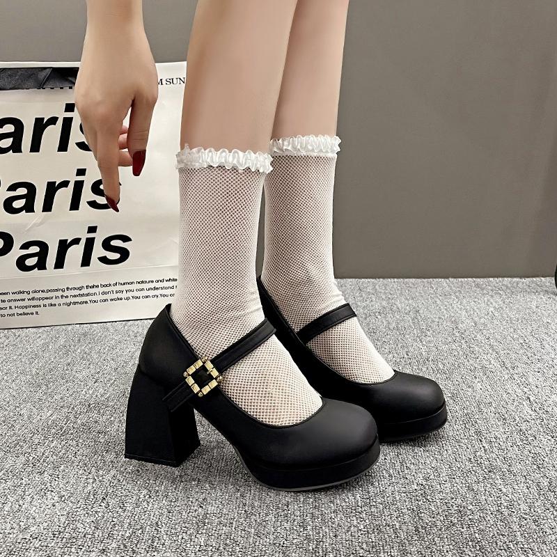 Fashion 2025 Summer New Women's High Heels Outdoor Shallow Chunky Heels Buckle Strap Mary Janes Fashion Elegant Party & Dress Pumps