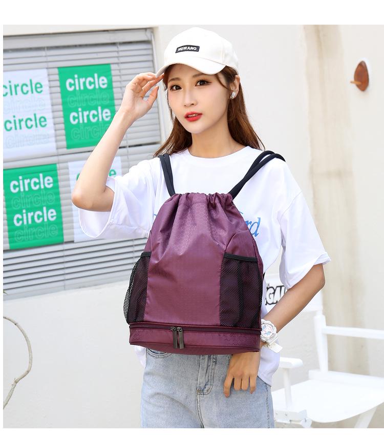Wet & Dry Separation Waterproof Sports Drawstring Backpack with Double Shoulder Straps for Outdoor & Fitness Activities