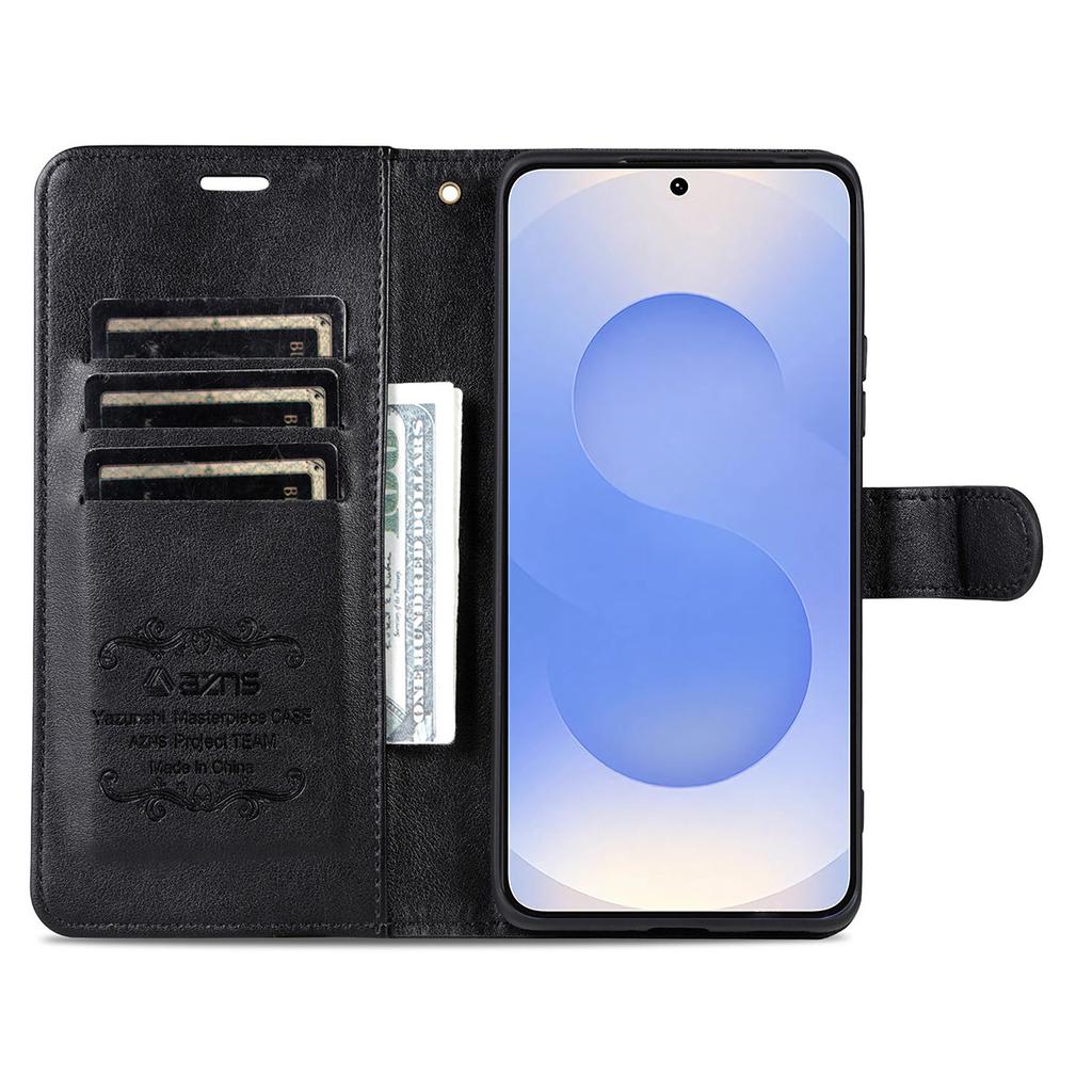 AZNS For Samsung Galaxy S25 FE Case Anti-Scratch PU Leather Stand Wallet Phone Cover