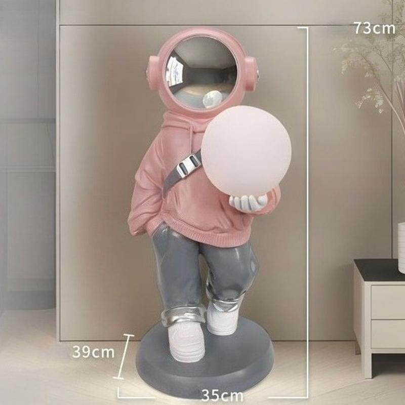 Astronaut Figurines Creative Miniatures with Moon Light Modern Sculptures Living Room Ornaments Home Decoration Accessories