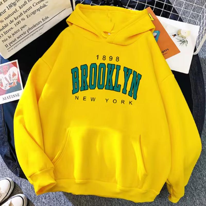 1989 Brooklyn New York Bedruckte Damen-Hoodies Mode Fleece-Hoodie Kreativität Pullover Kleidung Straße Locker Sweatshirts Damen