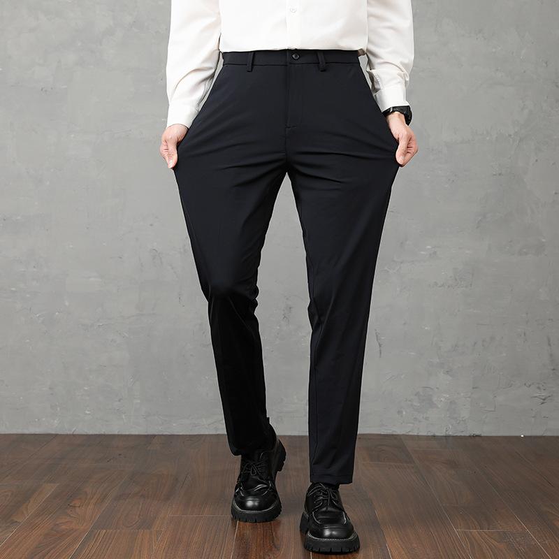 Summer New Light Luxury Summer Nylon Ice Silk Men's Casual Pants Slim Fall Men's Trousers Nine Points Men