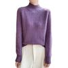 Women's Thick Wool Sweater - Half-High Neck, Raglan Sleeve, Warm & Loose Fit for Autumn/Winter