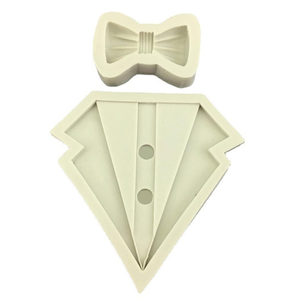 3D Suit Shirt Bow Silicone Rubber Flexible Food Safe Mold Clay Resin Ceramics Candy Fondant Candy Chocolate Soap Mould
