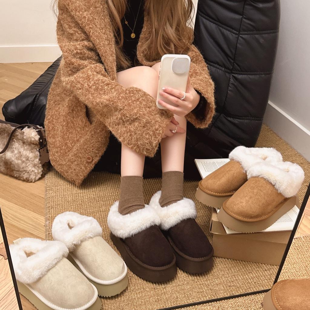 Dames myke elastiske en fotskammelhøyde økende vintervarme kalde vatterte snøstøvler sklisikre slitesterke fritids sports bomullstøfler