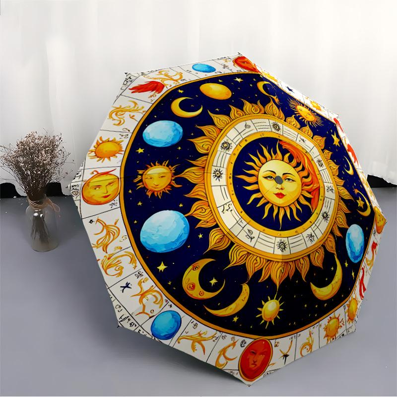 1pc Zodiac Symbols Folding Umbrella, Durable, Suitable for Outdoor Activities or Rain, Suitable for Commuting Yy251027147