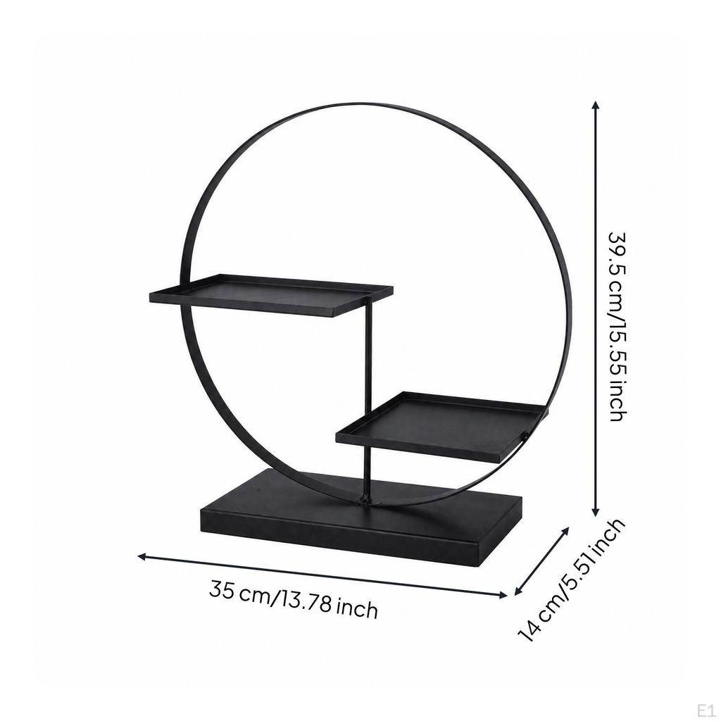 Black Iron Dessert Display Stand Tiered Freestanding Pastry with Two Shelves Sturdy for Buffet