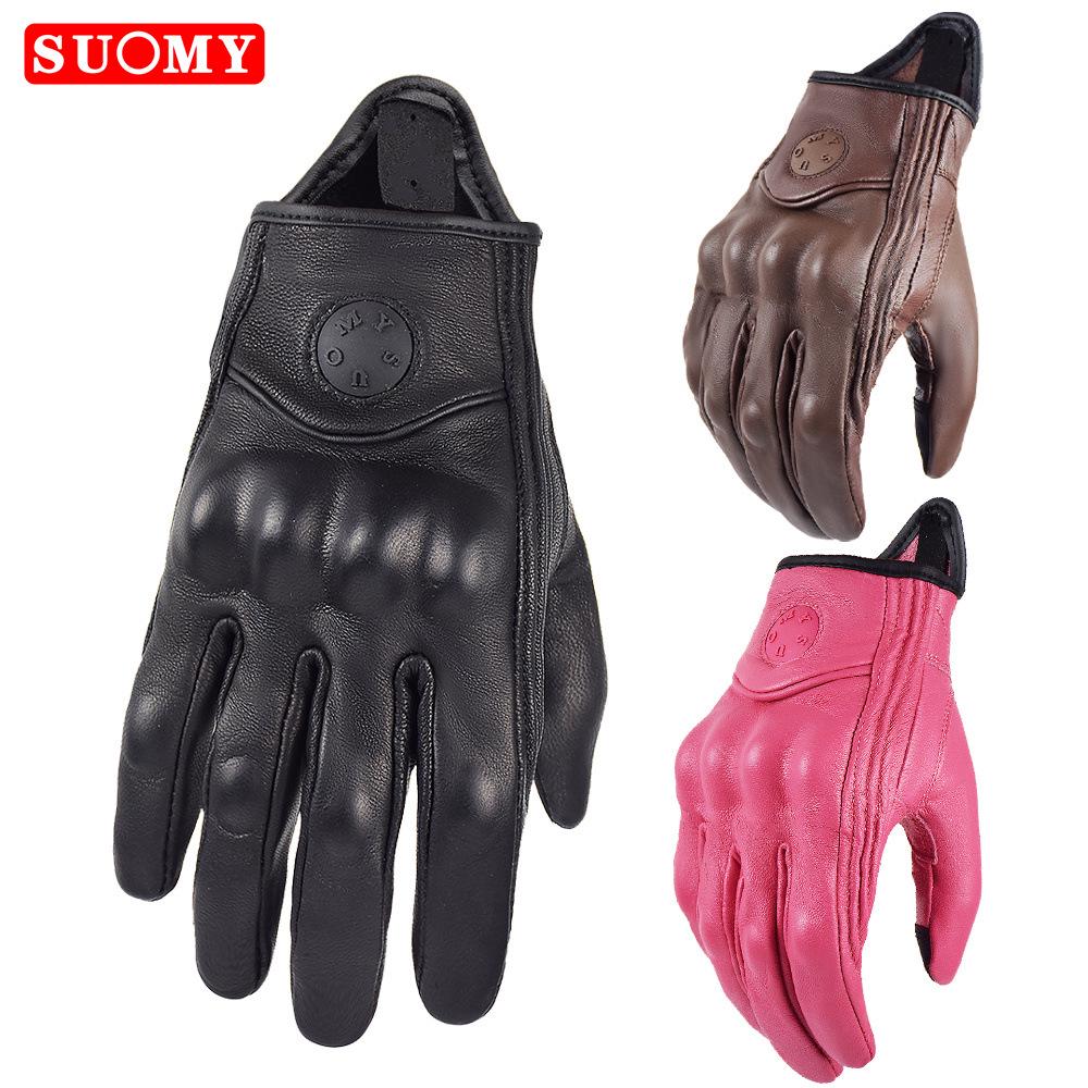 SUOMY Leather Motorcycle Riding Gloves - Touchscreen, Wear-Resistant for Men & Women