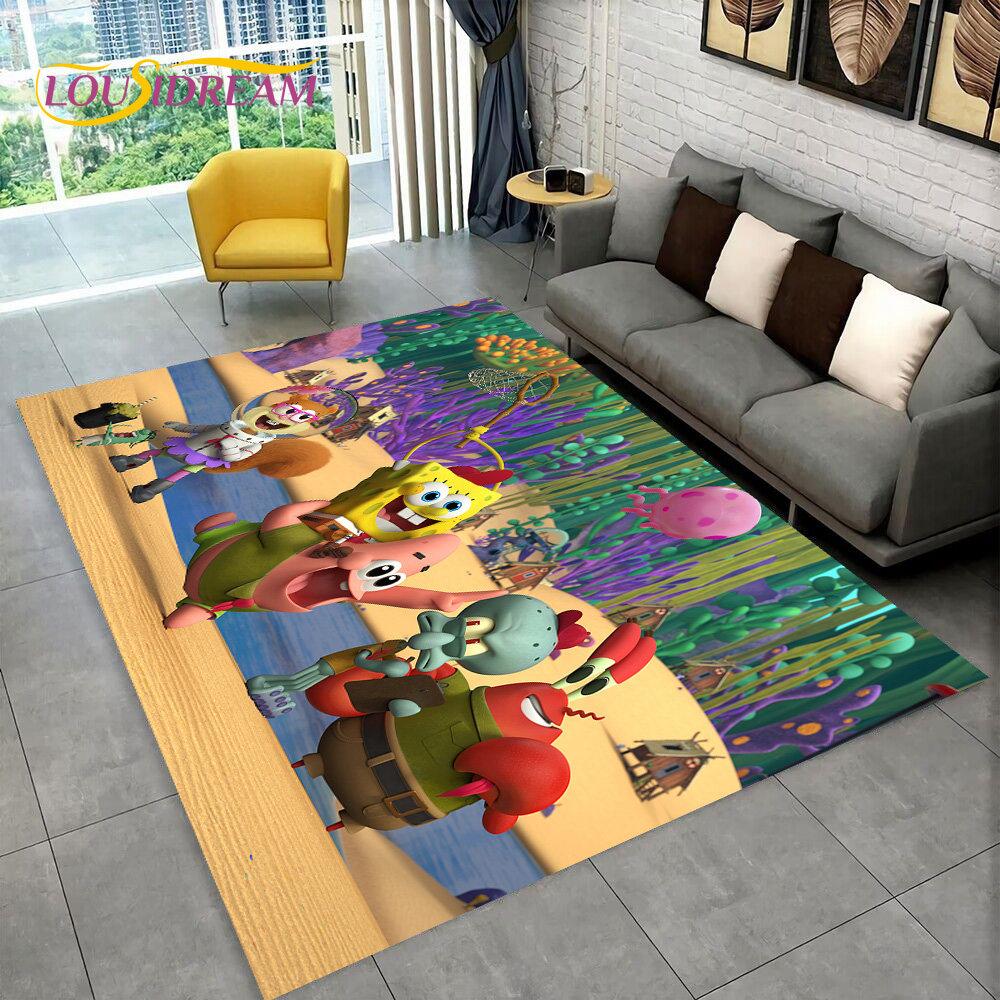 Cartoon S-SpongeBob Area Rug,Carpet Rug for Home Living Room Children Bedroom Sofa Doormat Decor,kids Play Non-slip Floor Mat