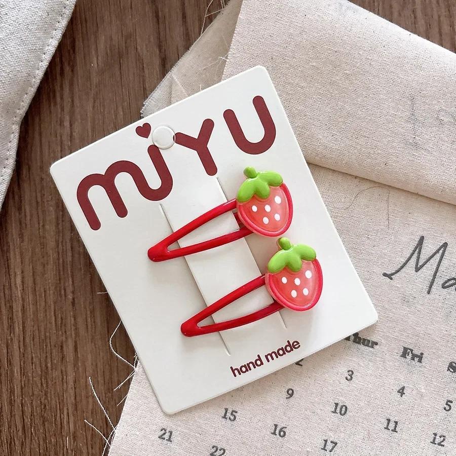2pcs/set Creative Design Fruit Kids Girl Hair Clip Cartoon Peach Strawberry BB Clip for Toddler Kawaii Headwear Hair Accessories