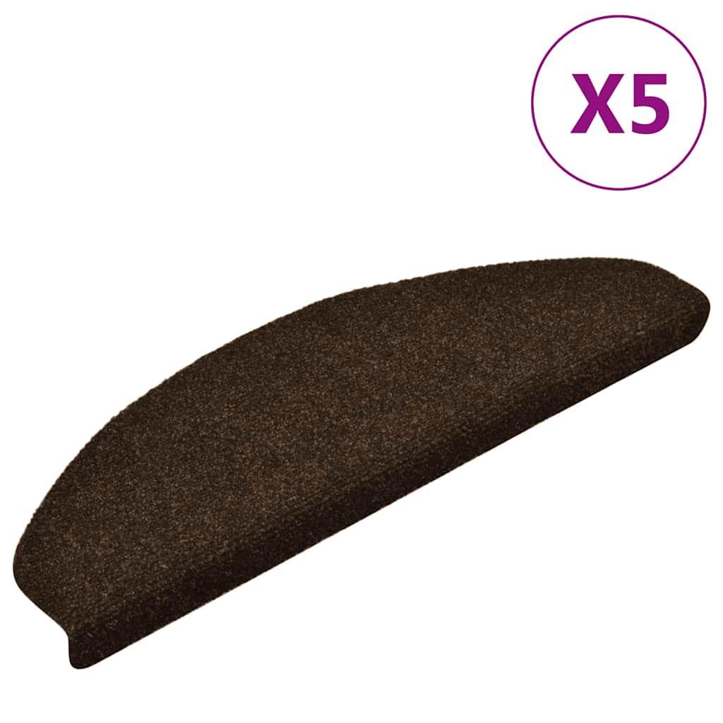 Self Adhesive Stair Treads (5 pcs) 65 x 21 x 4 cm Brown Semi Round Large