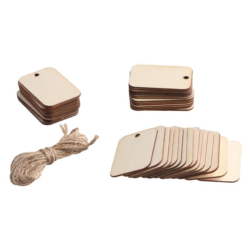 50Pcs Ornament Wood Planks Tags Wooden Hanging Labels Sheet Diy Engraving Crafts