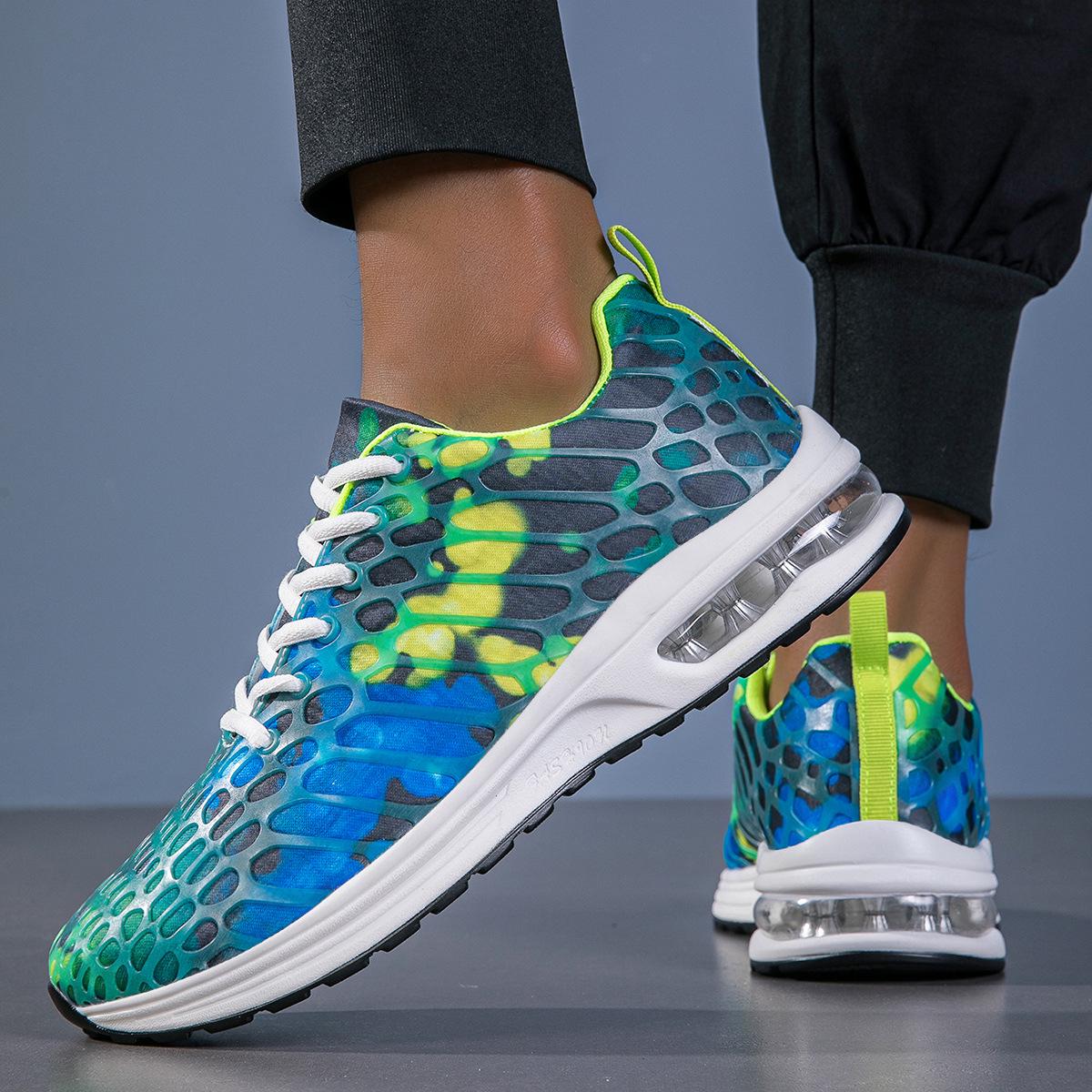 

«Весенние дышащие спортивные кроссовки для пар 2020 года — повседневная обувь в корейском стиле с воздушной подушкой и камуфляжной сеткой для мужчин и женщин» 38 флуоресцентный зеленый