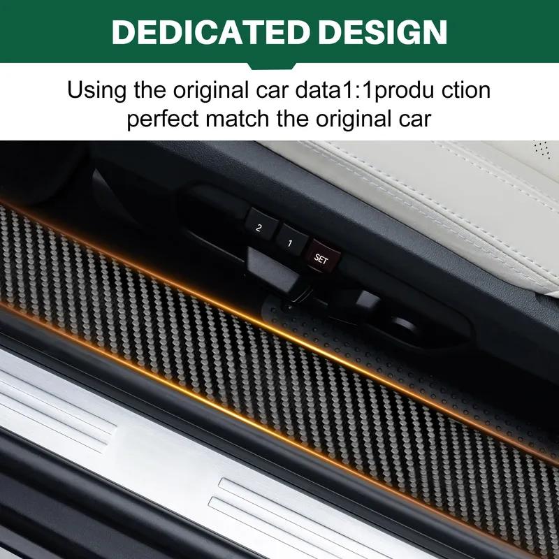 For BMW Mini Cooper S F66 F67 2024 2025 Car Door Sill Stickers Threshold Protector PU Leather Carbon Texture Decals Accessories