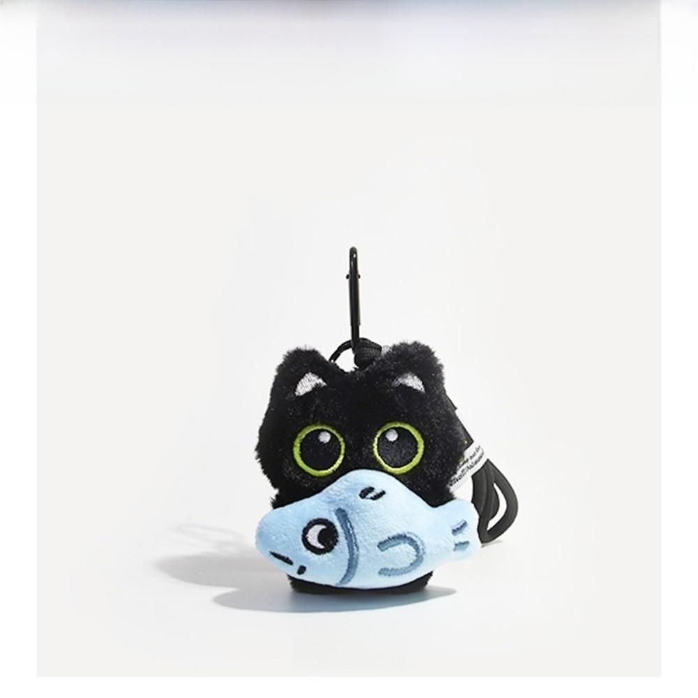 Cute Fish Black Cat Plush Doll Keychain Bib Wings Doll Bag Pendant Strawberry Car Key Ring Gifts