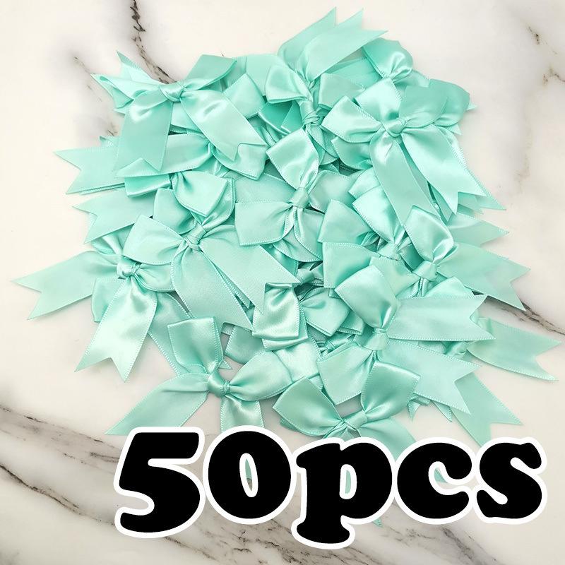 50pcs/bag 85*85mm Fresh Pink Ribbon Bows Small Size Satin Ribbon Bow Flower Craft Decoration Handwork DIY Party Decoration