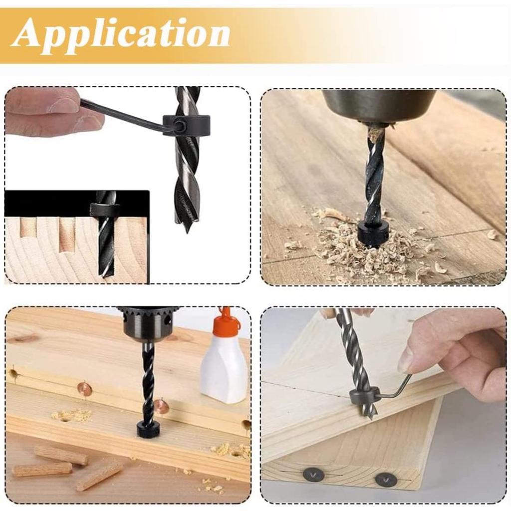Drill Stop Collars, 16pcs Adjustable Depth Stop Collars for Drill Bits, Carbon Steel, Compatible with Drilling Machine