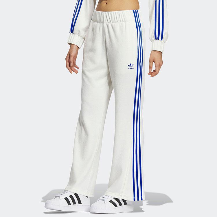 adidas Originals Trefoil Three-Stripe Colorblock Knit Straight Leg Track Pants Women White IY7121