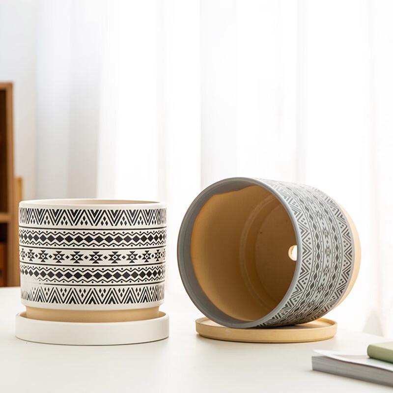 European Embossed Ceramic Planter