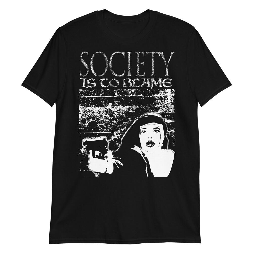 I BLAME SOCIETY TEE NUNs with GUNs Crust Punk T-Shirt S