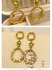 European & American Retro Hammered Double Circle Pearl Statement Earrings